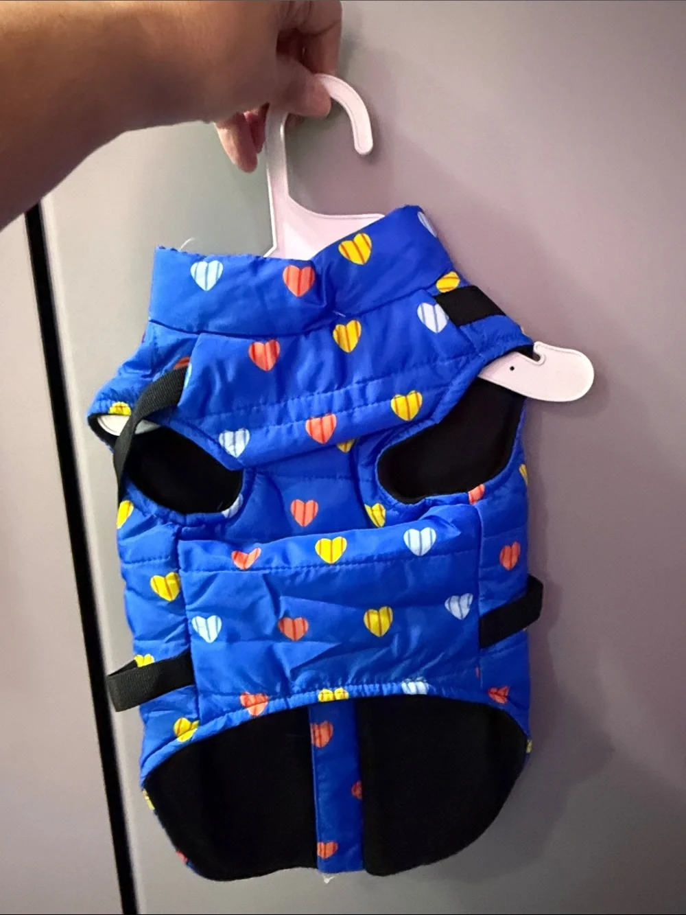 Fashion Pet Blue Heart-Print Puffer Dog Coat